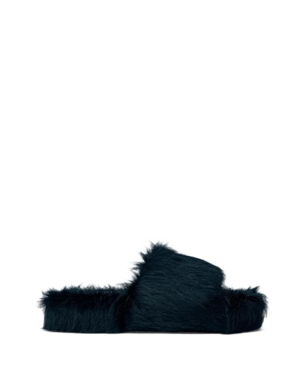 Rick Owens Blue Faux-Fur Slide Slides for men
