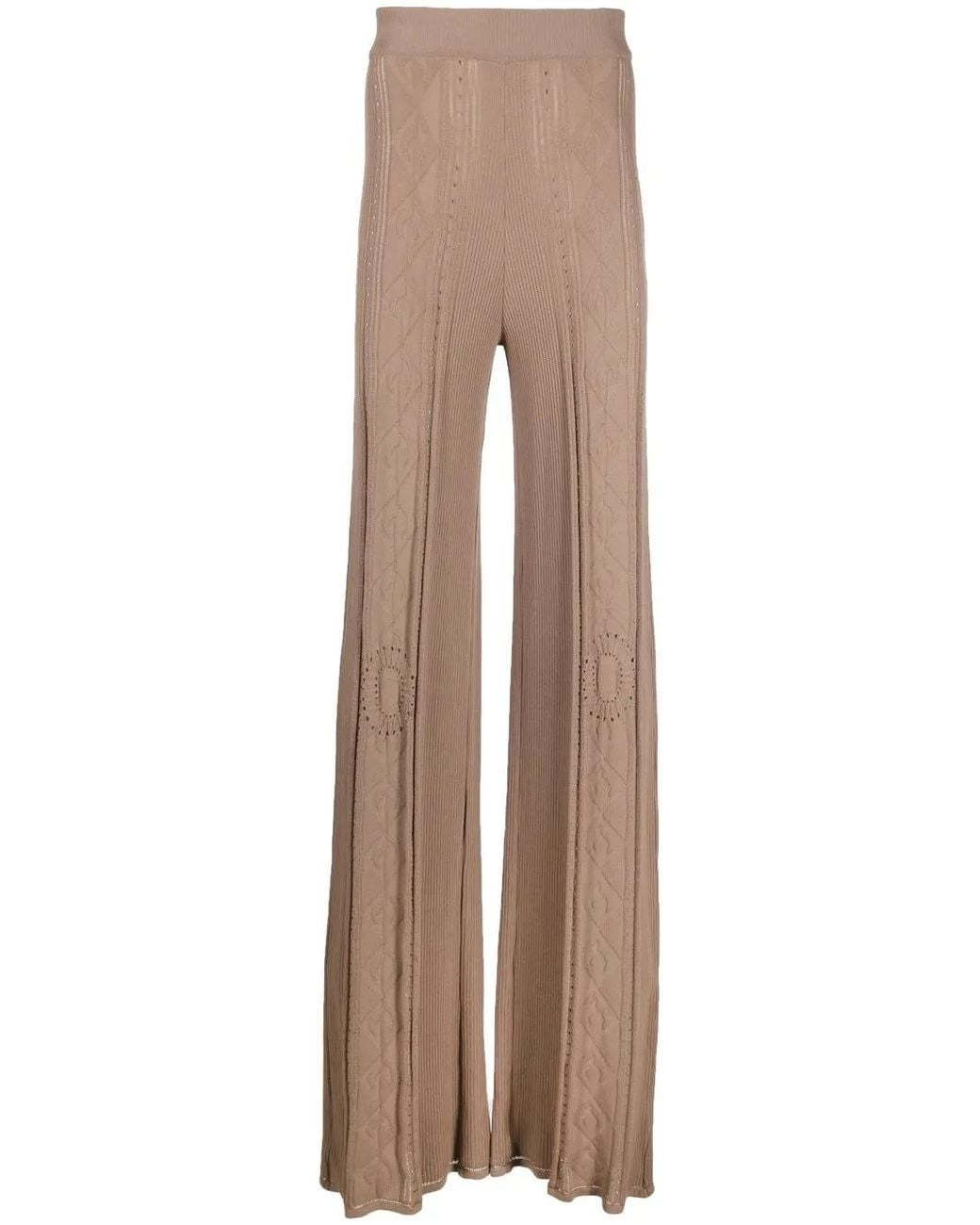 MARINE SERRE Natural Neutral Pointelle Knit Trousers