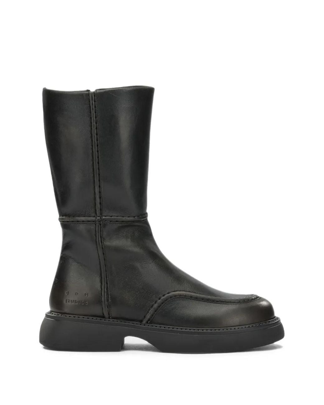 COPENHAGEN Black Vintage Biker Leather Ankle Boots