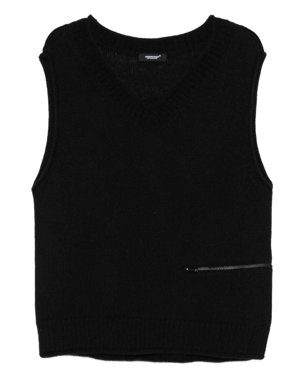 Undercover Black Cashmere Sleeveless Sweater for men