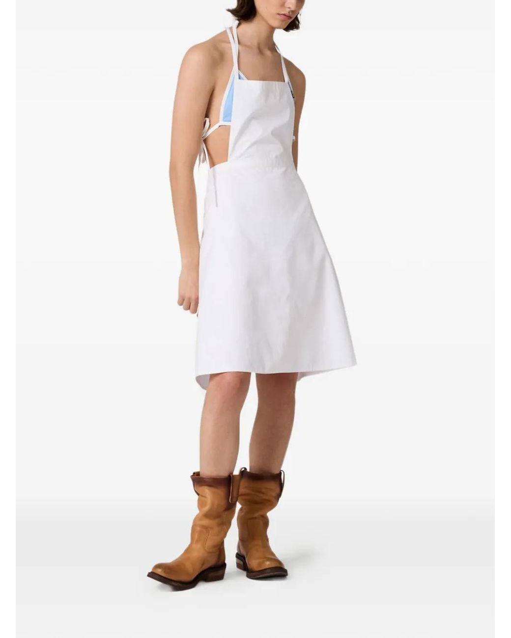 Miu Miu White Solid Halter Neck Mini Dress