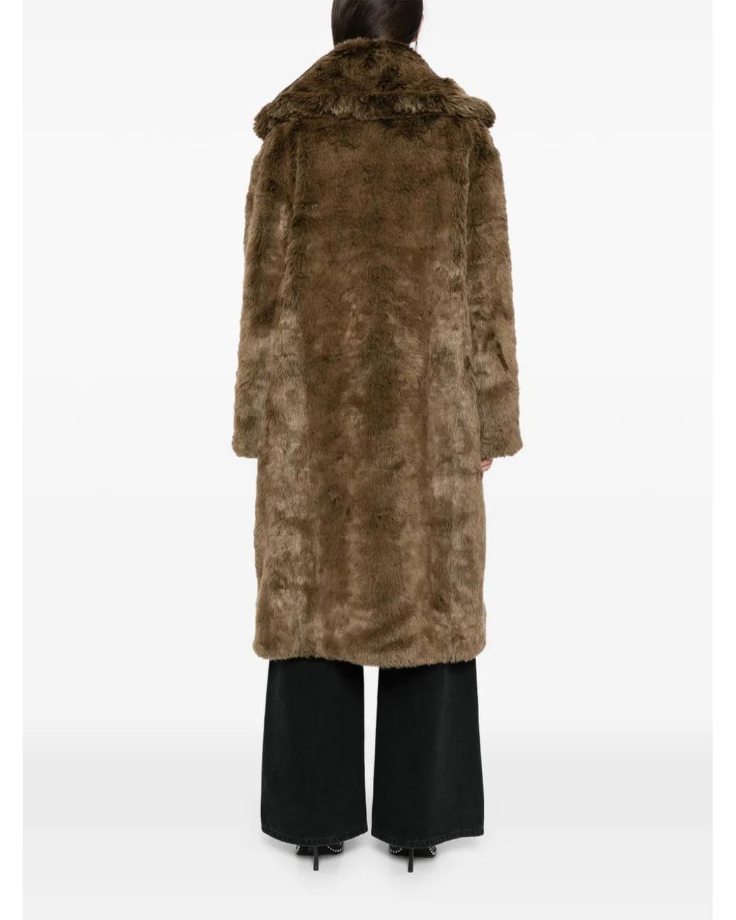 Cynthia Rowley Brown Geknöpfter Mantel Aus Faux Fur