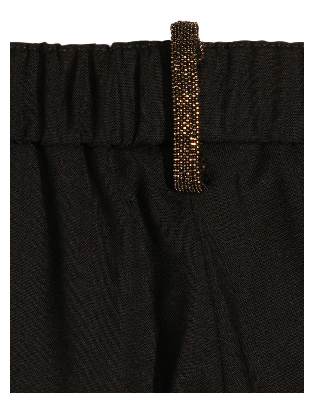 Fabiana Filippi Black Beaded-Trim Elasticated Trousers