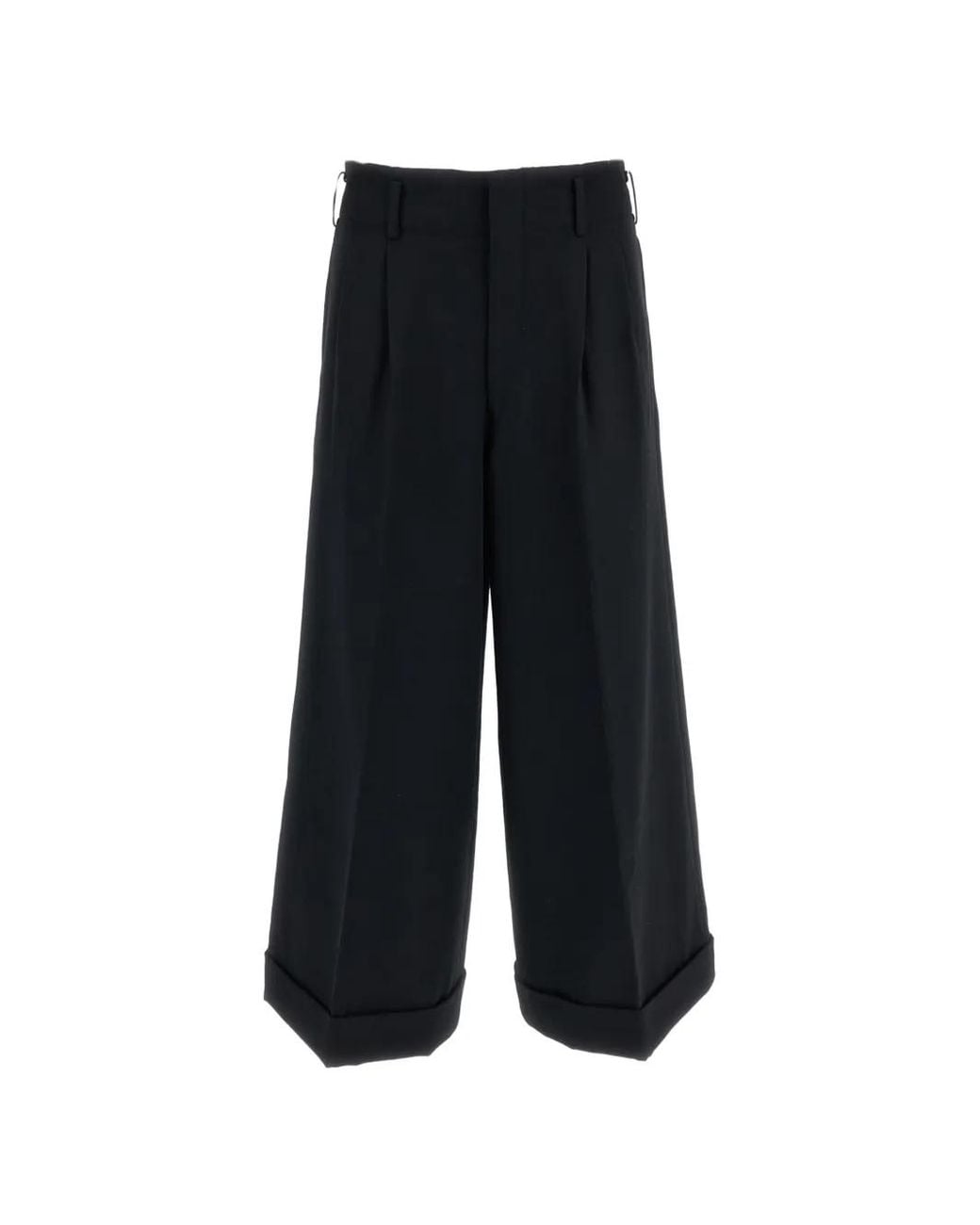 Comme des Garçons Black High-Rise Cuffed Wool Gabardine Wide-Leg Pants