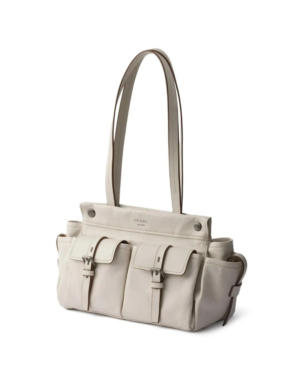 Prada Gray Route Medium Leather Tote Bag
