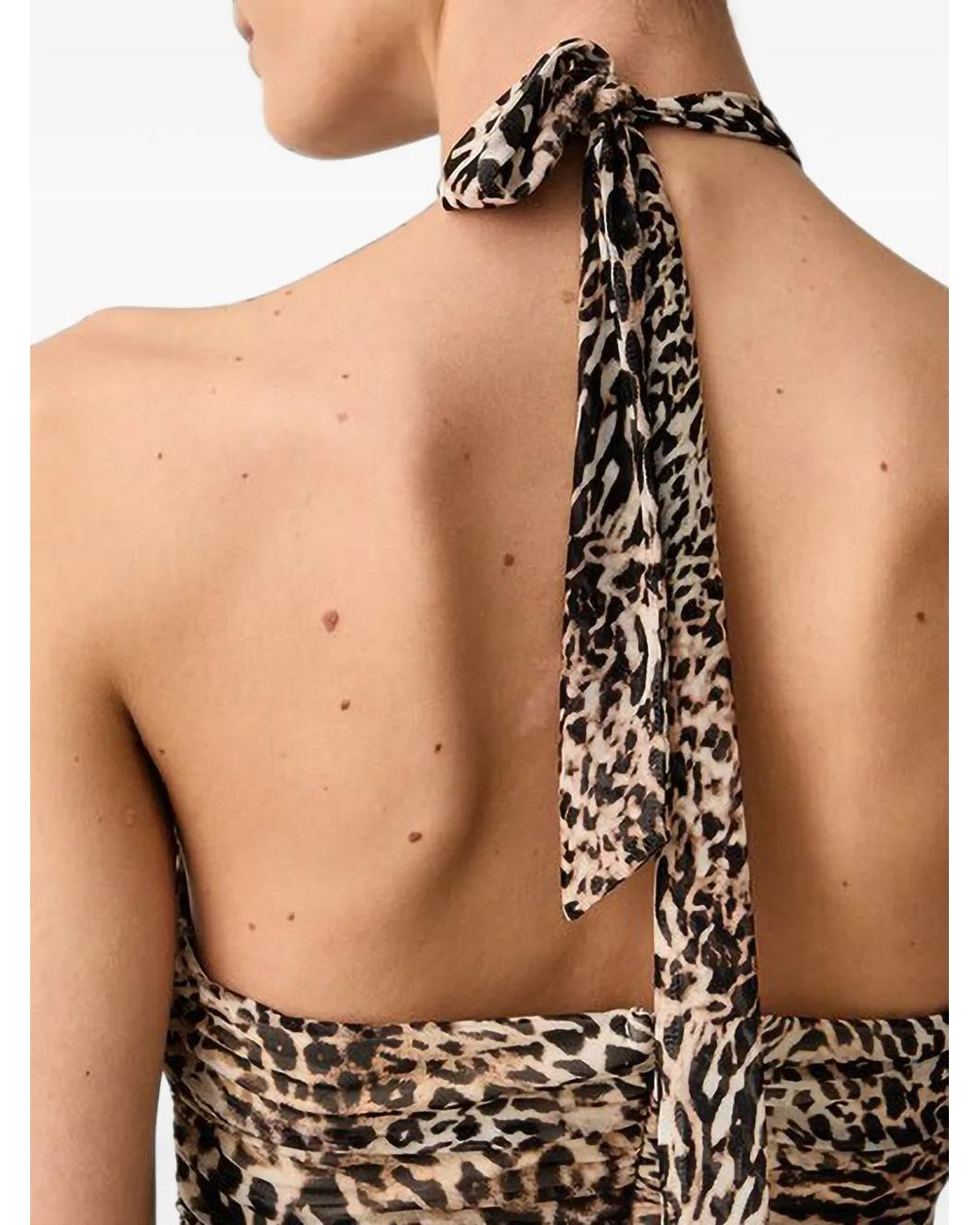 Guess White Zaya Leopard-Print Ruched Mini Dress