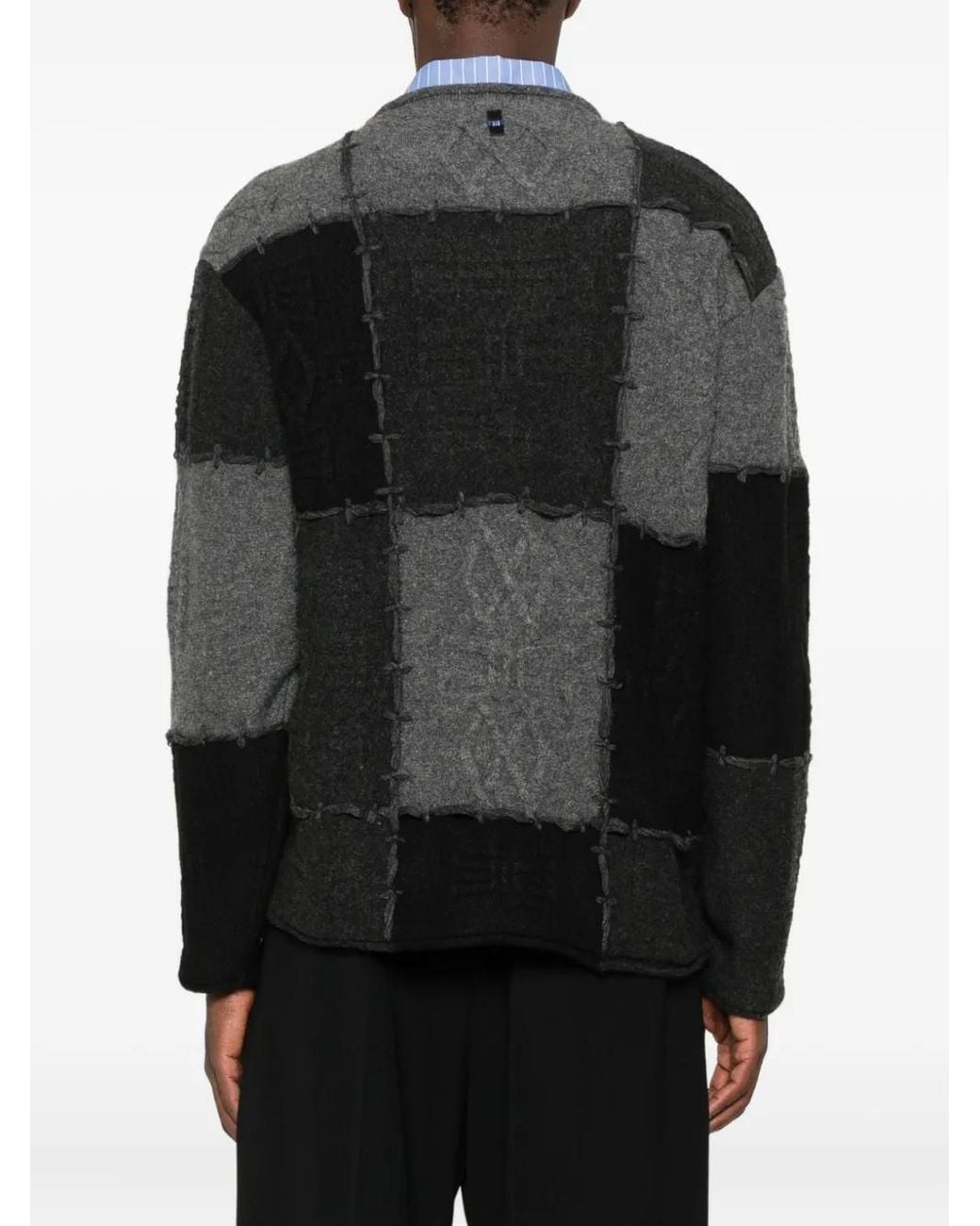 Adererror Black Patchwork Crew-Neck Sweater