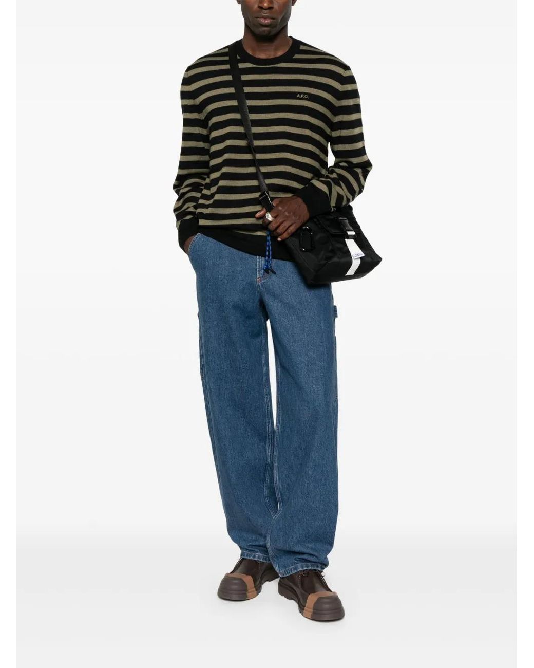 A.P.C. Black Striped Jumper for men