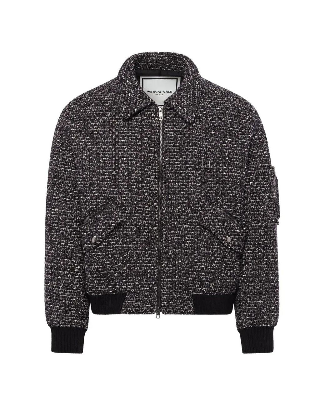 Wooyoungmi Black Tweed Zip-Up Bomber Jacket for men