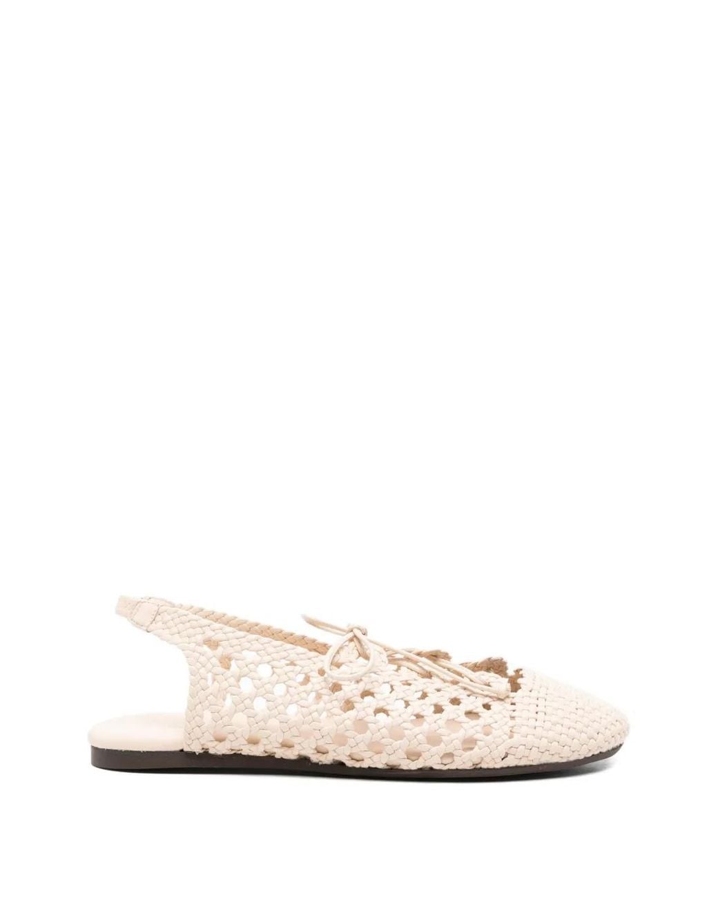 Hereu White Woven Lace-Up Ballet Flats