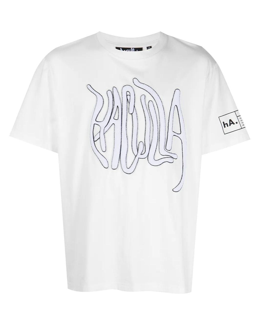 Haculla White Chenille Logo Patch T-Shirt for men