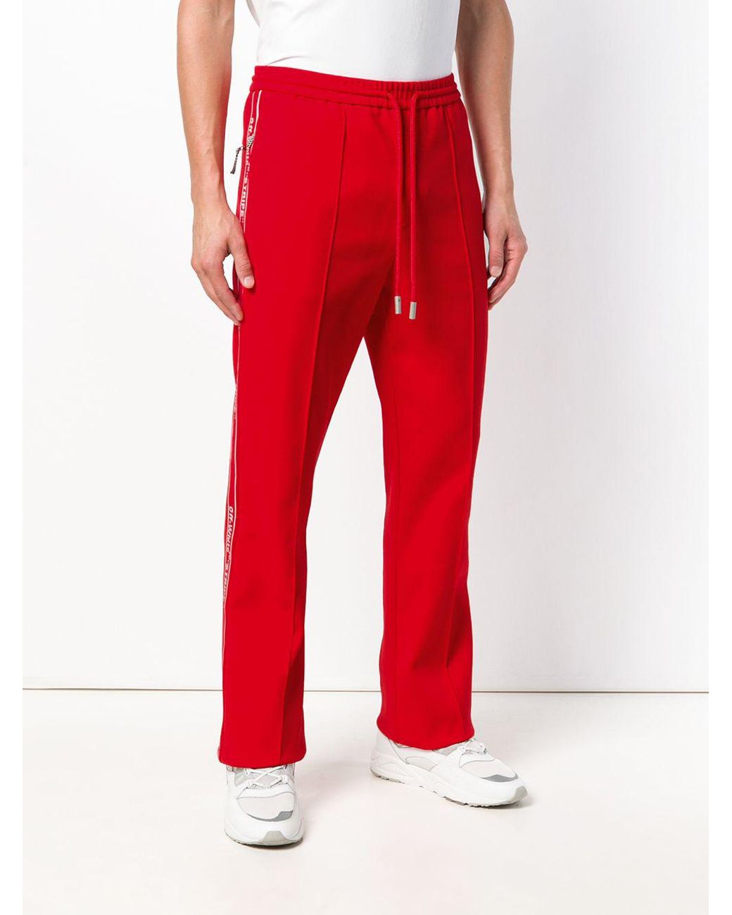 Side Stripe Track Pants in Red for Men 