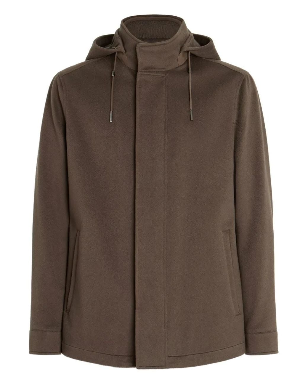 Zegna Brown Oasi Cashmere Hooded Jacket for men