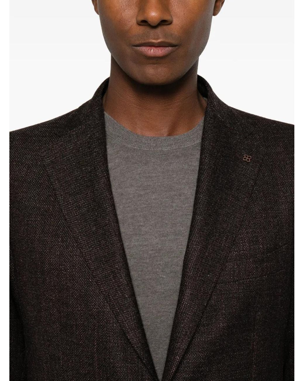 Tagliatore Brown Single-Breasted Buttoned Blazer for men