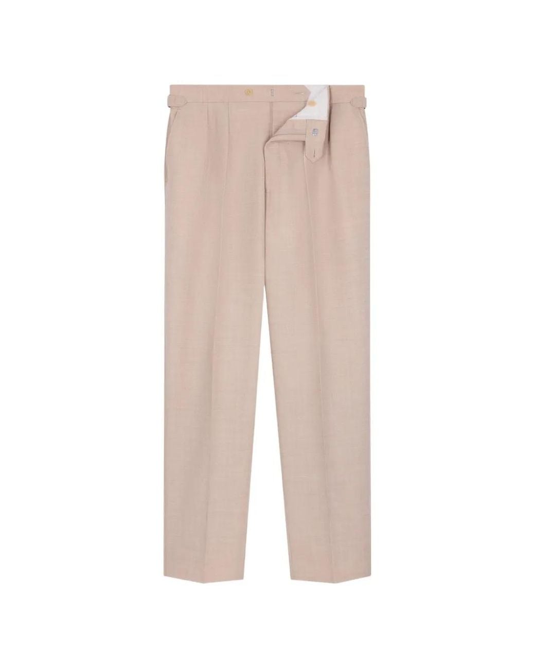 Fursac White Belt-Loops Pleated Trousers for men