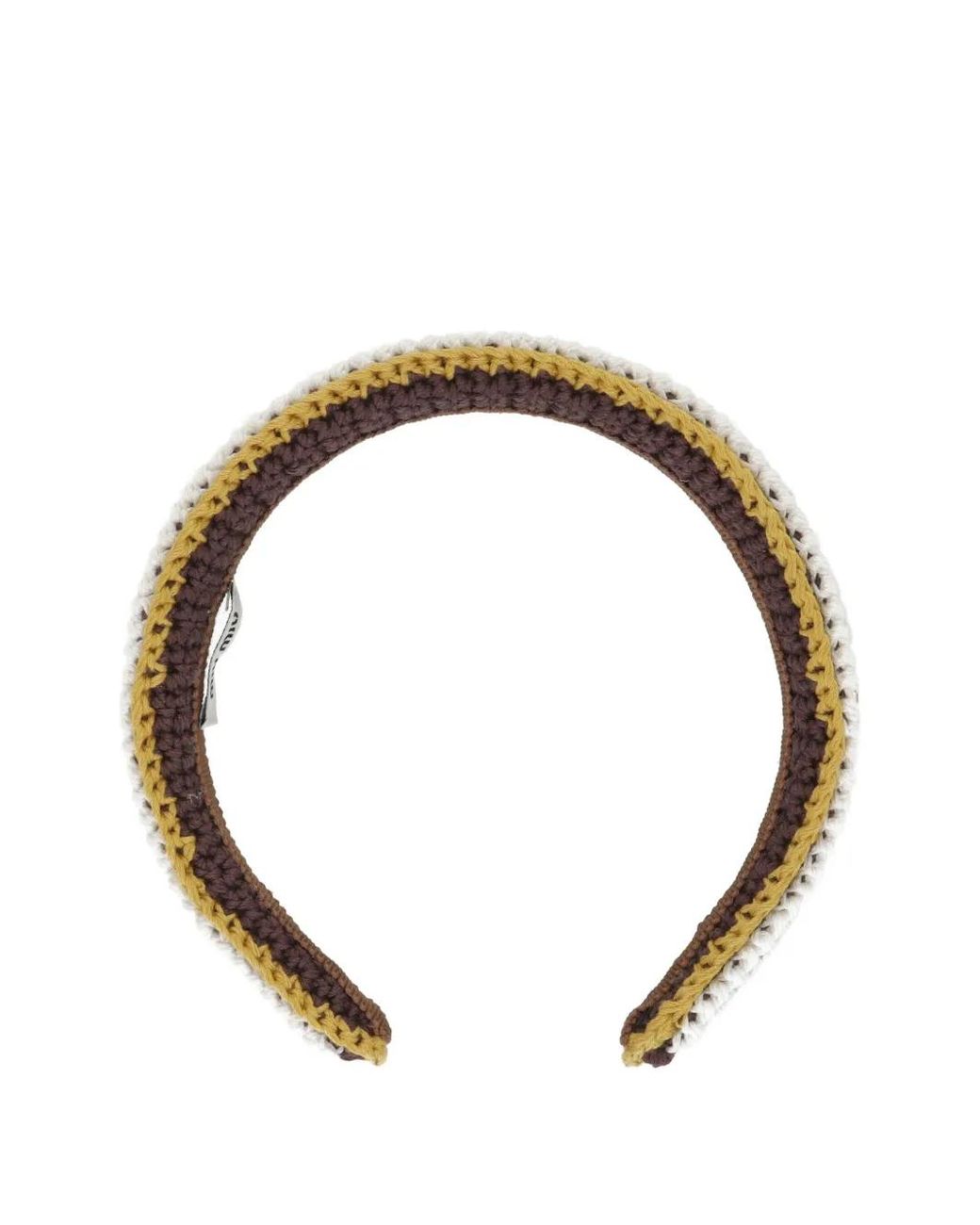 Miu Miu Metallic Crochet-Striped Headband