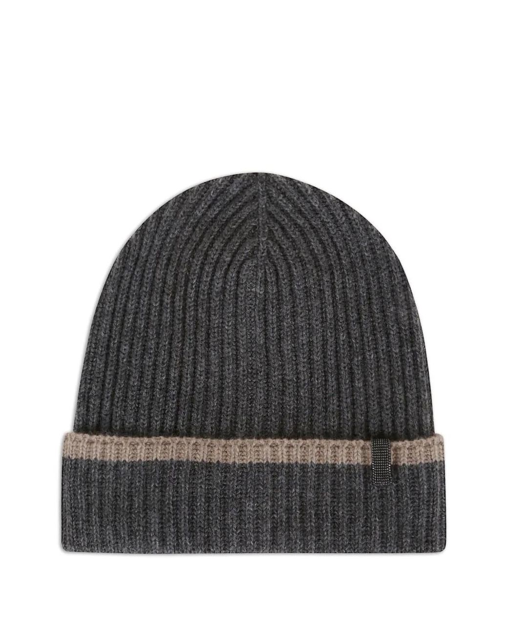 Brunello Cucinelli Black Ribbed Cashmere Beanie