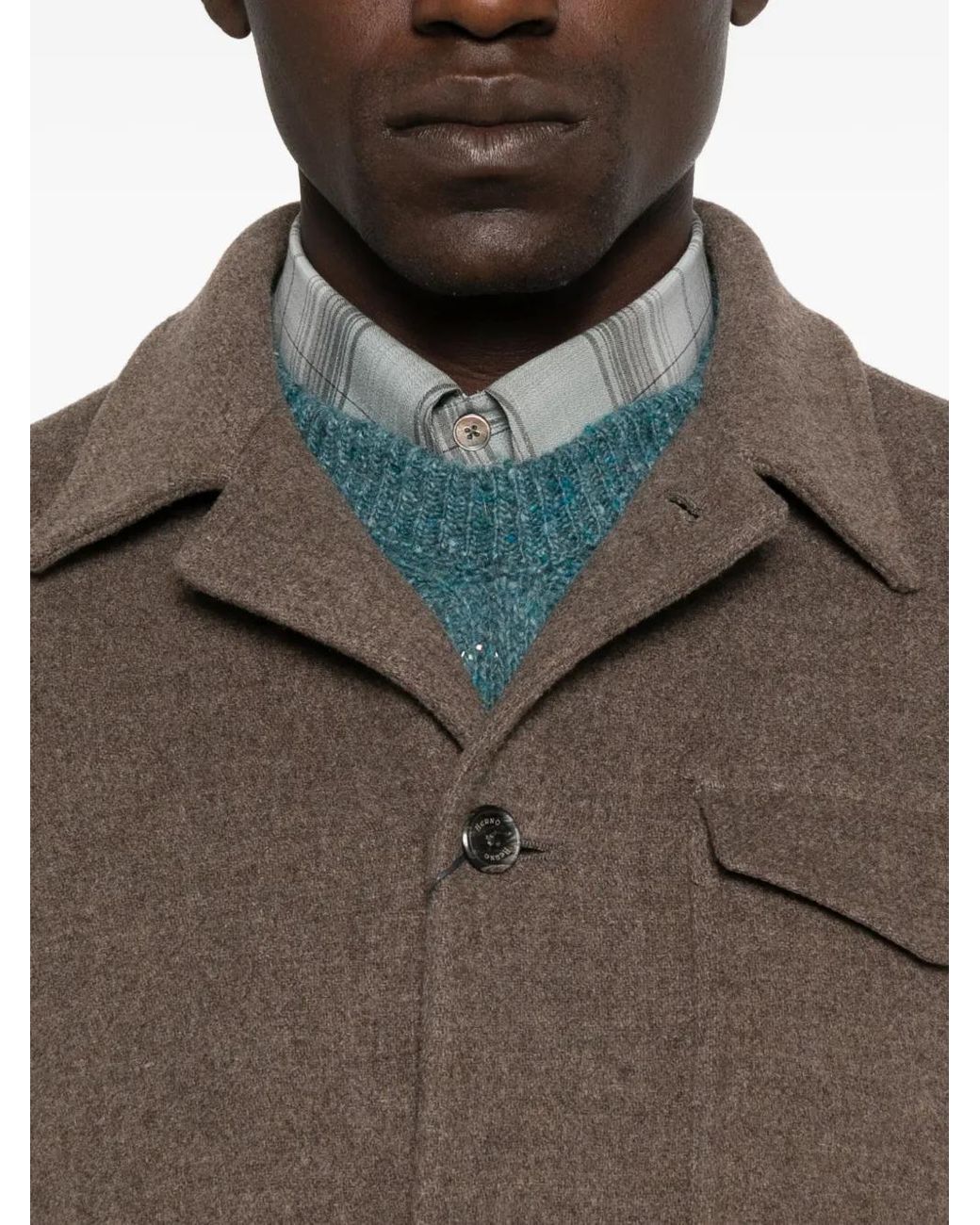 Chaqueta Con Bolsillo De Parche Y Botones Herno de hombre de color Brown