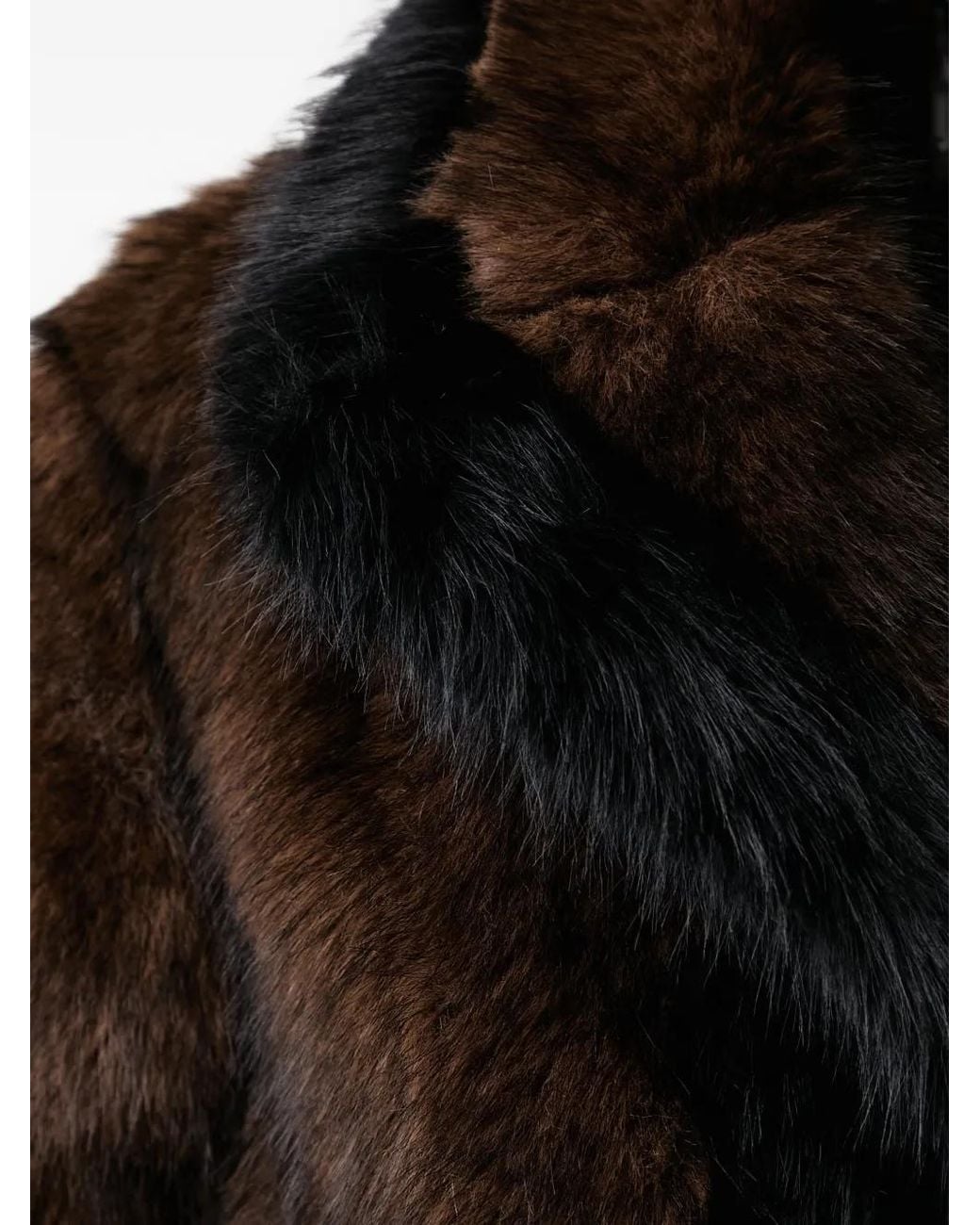 Kaos Black Contrast-Trim Artificial Fur Jacket