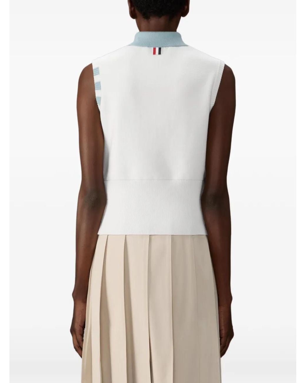 Thom Browne White Milano Stitch 4-Bar Sleeveless Polo