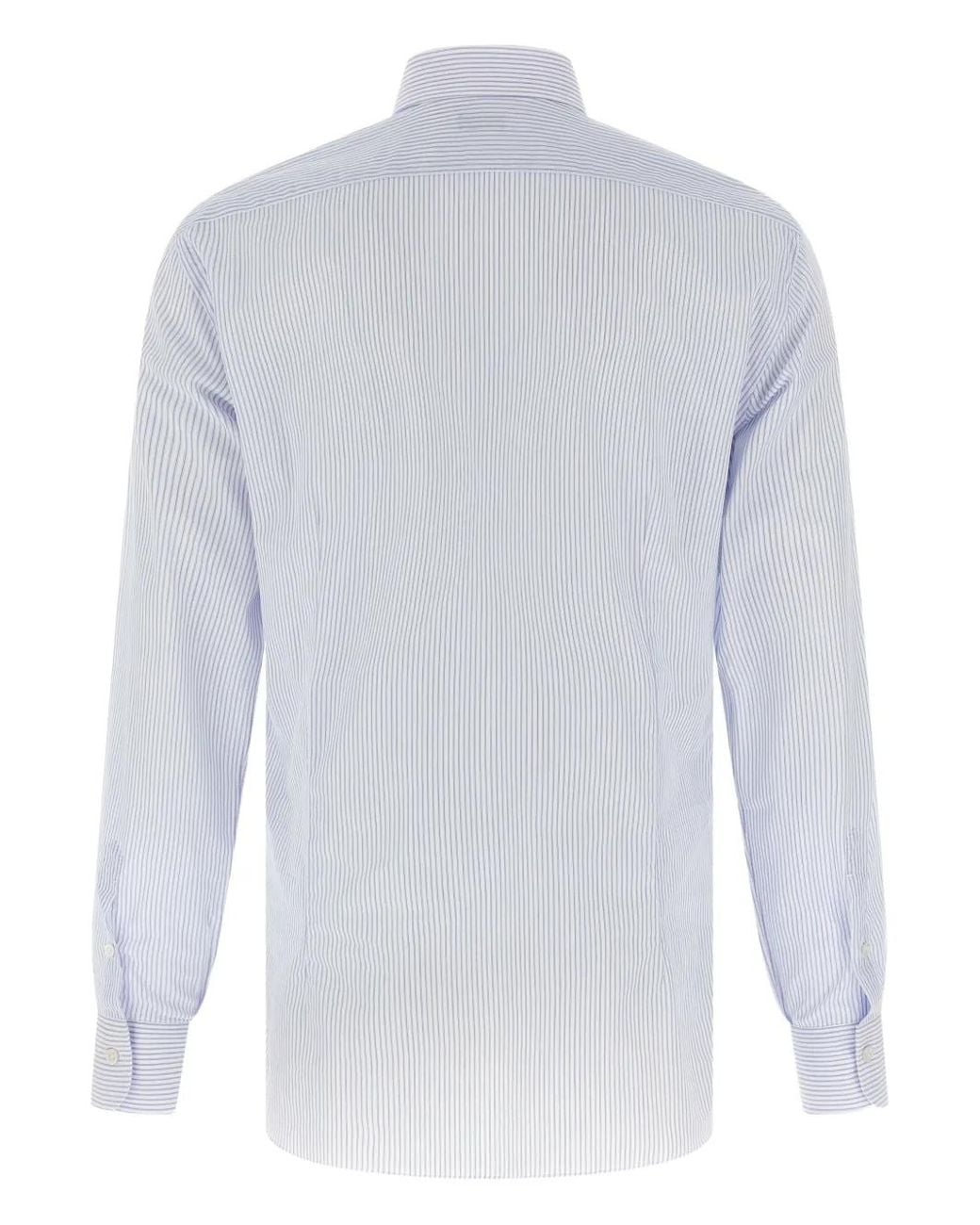 Barba Napoli White Striped-Pattern Shirt for men