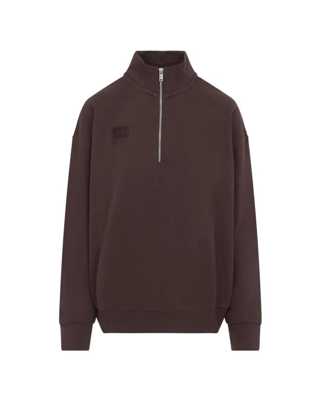 PANGAIA Brown Half-Zip Mock-Neck Sweatshirt