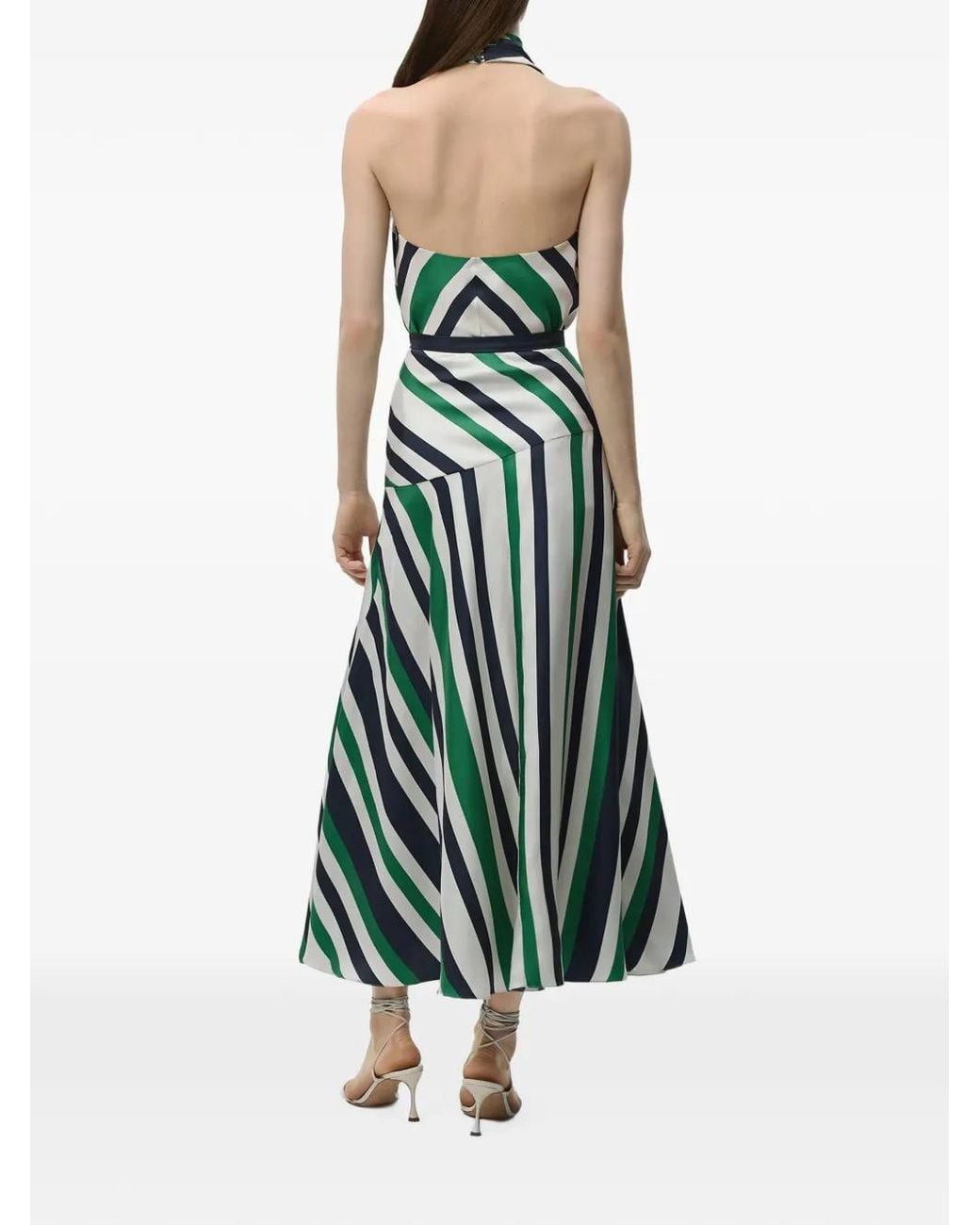 Adam Lippes White Thea Striped Silk Maxi Skirt