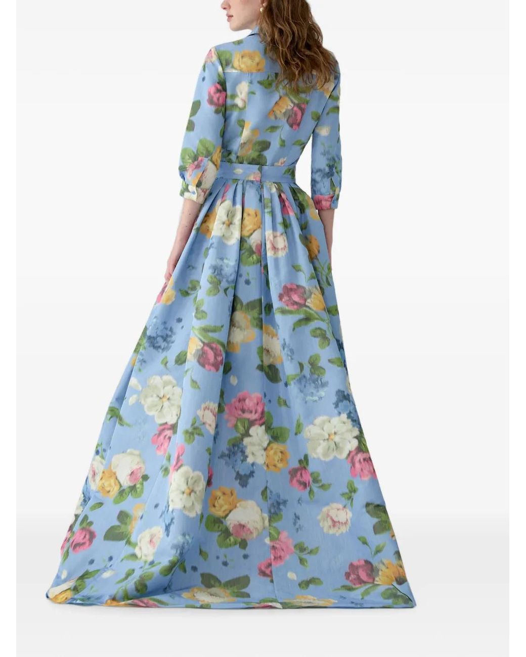 Carolina Herrera Blue Ana Floral Button-Down Shirt