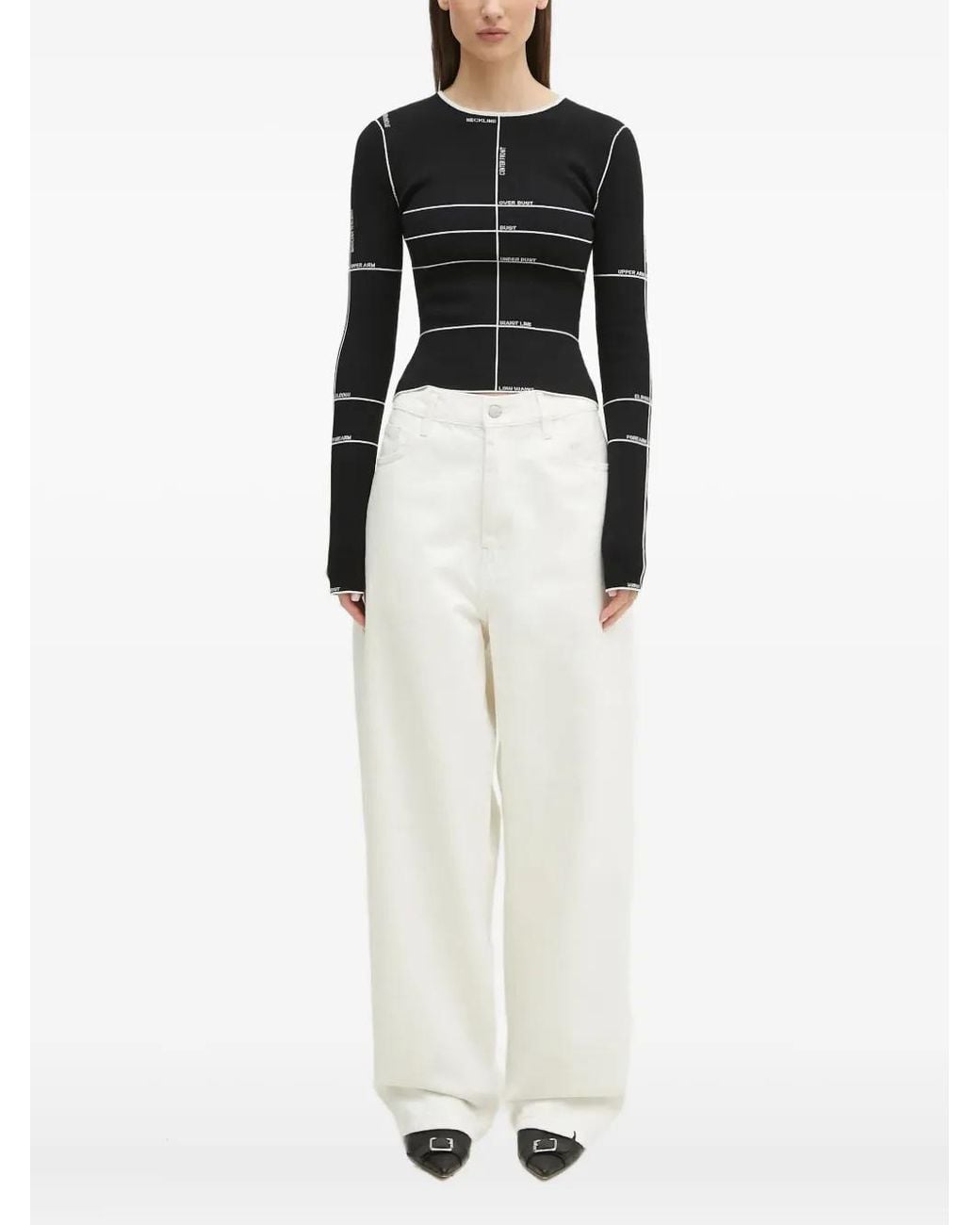 Vetements White Intarsia-Knit Top