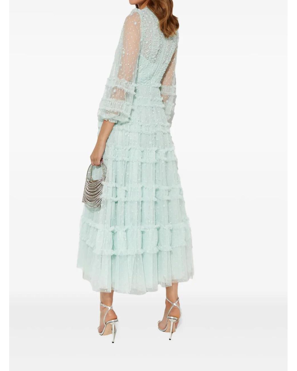 Needle & Thread Blue Sequin Ruffled Dress