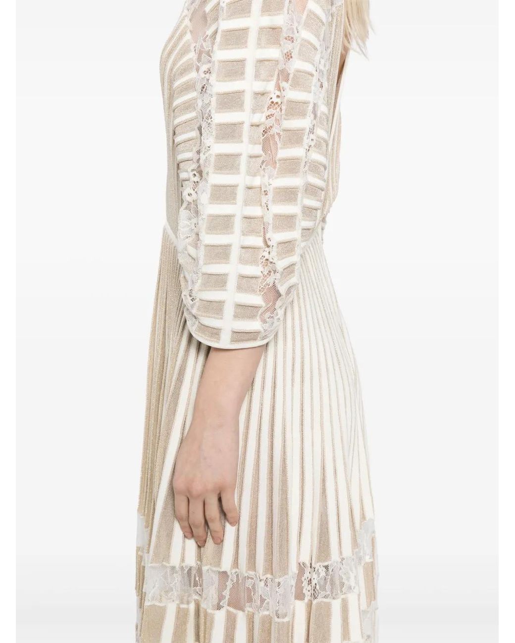 Elie Saab White Knit Midi Dress