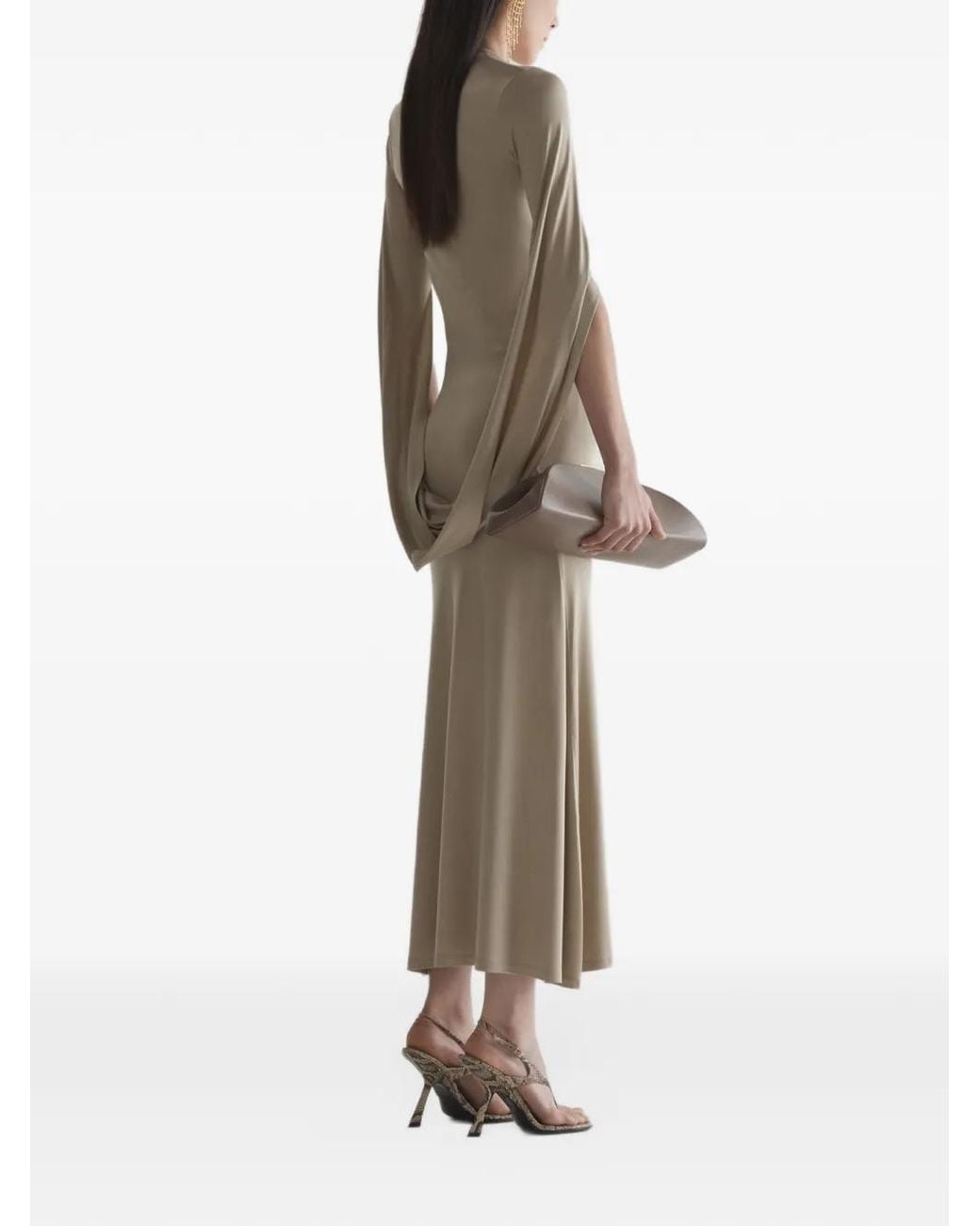 Mugler Natural Spiral Cascade Loop Jersey Dress