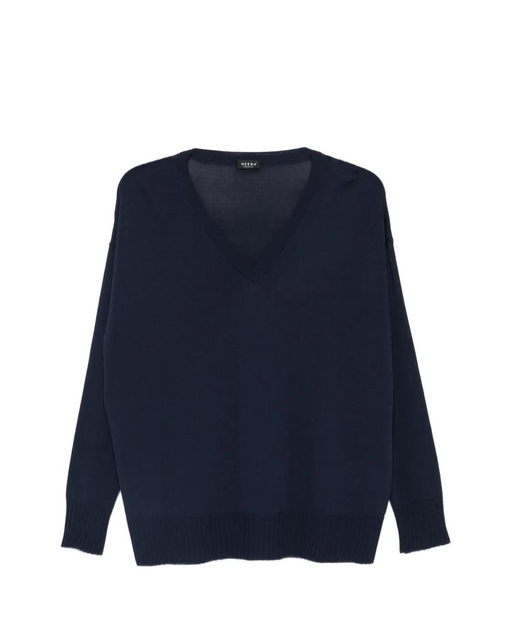 Neera Blue V-Neck Long-Sleeved Top
