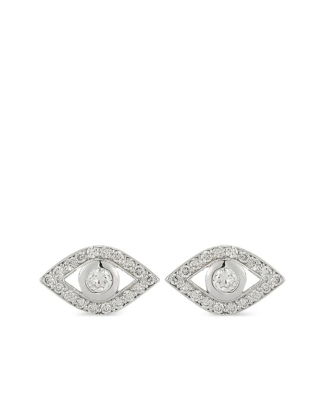 Mateo White 14K Diamond Evil Eye Earrings