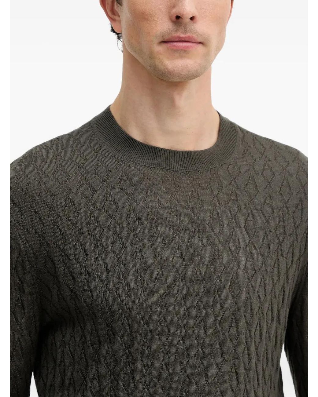 ARMANI EXCHANGE Gray Patterned Crew Neck Sweater for men