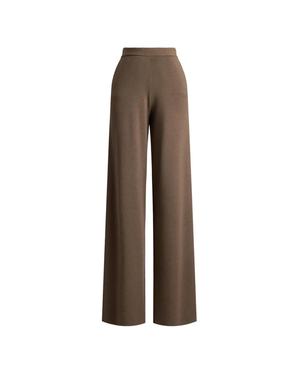 Ralph Lauren Brown Francesca Fine-Knit Wide-Leg Trousers
