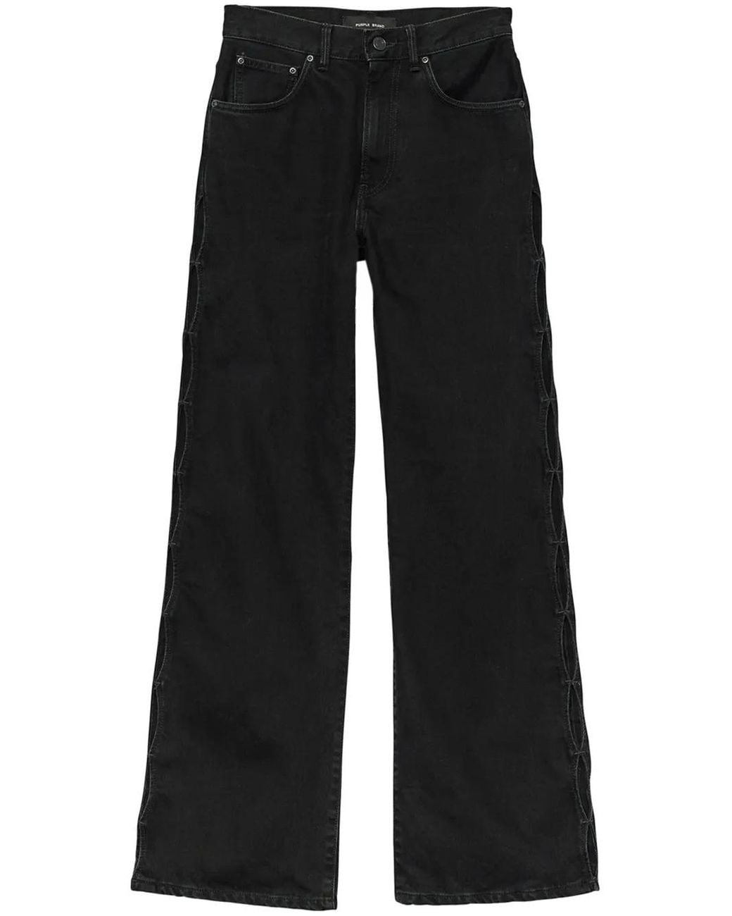 Purple Brand Black High-Waisted Wide-Leg Jeans
