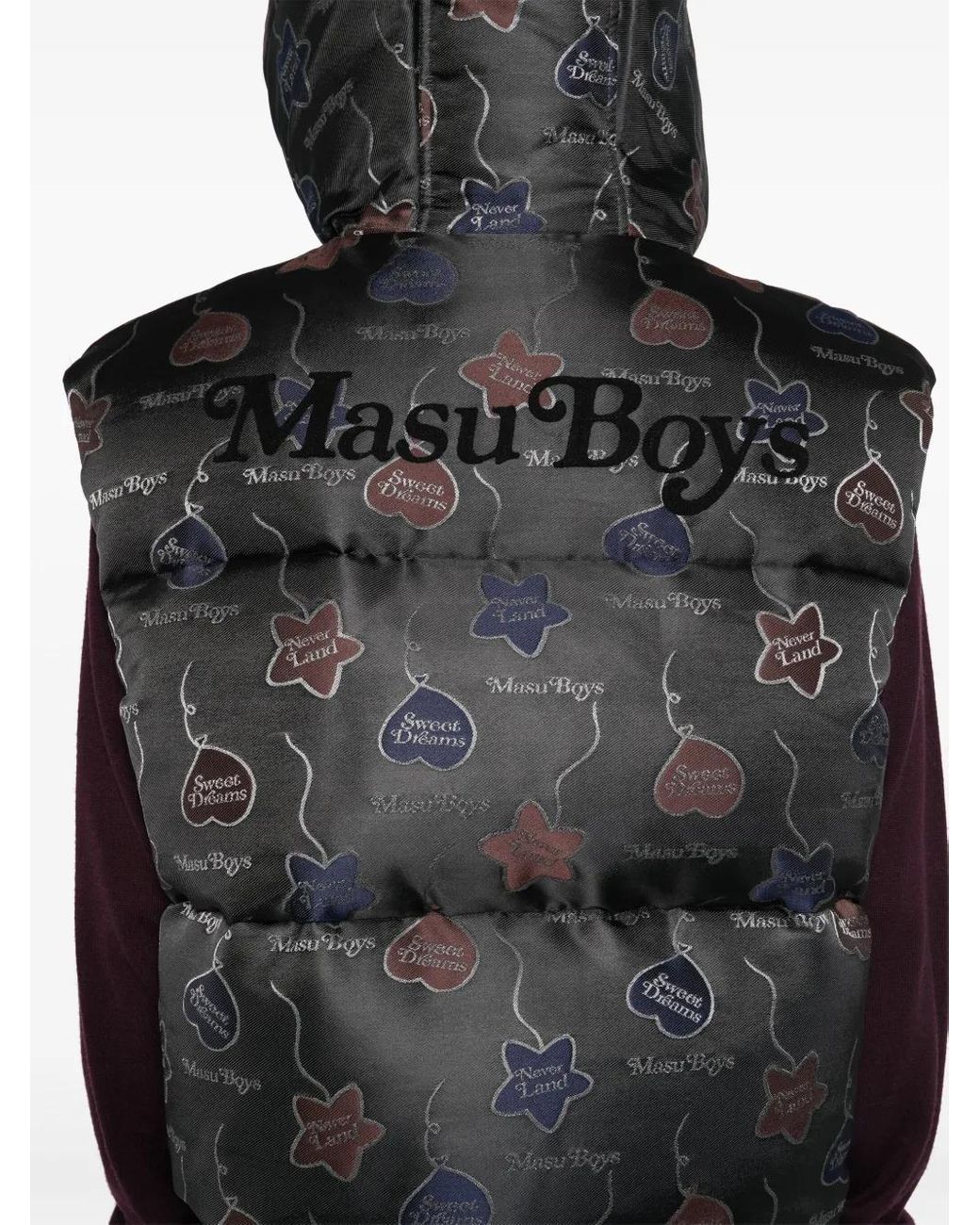 MASU Black Falling Balloon Down Vest Jacket for men