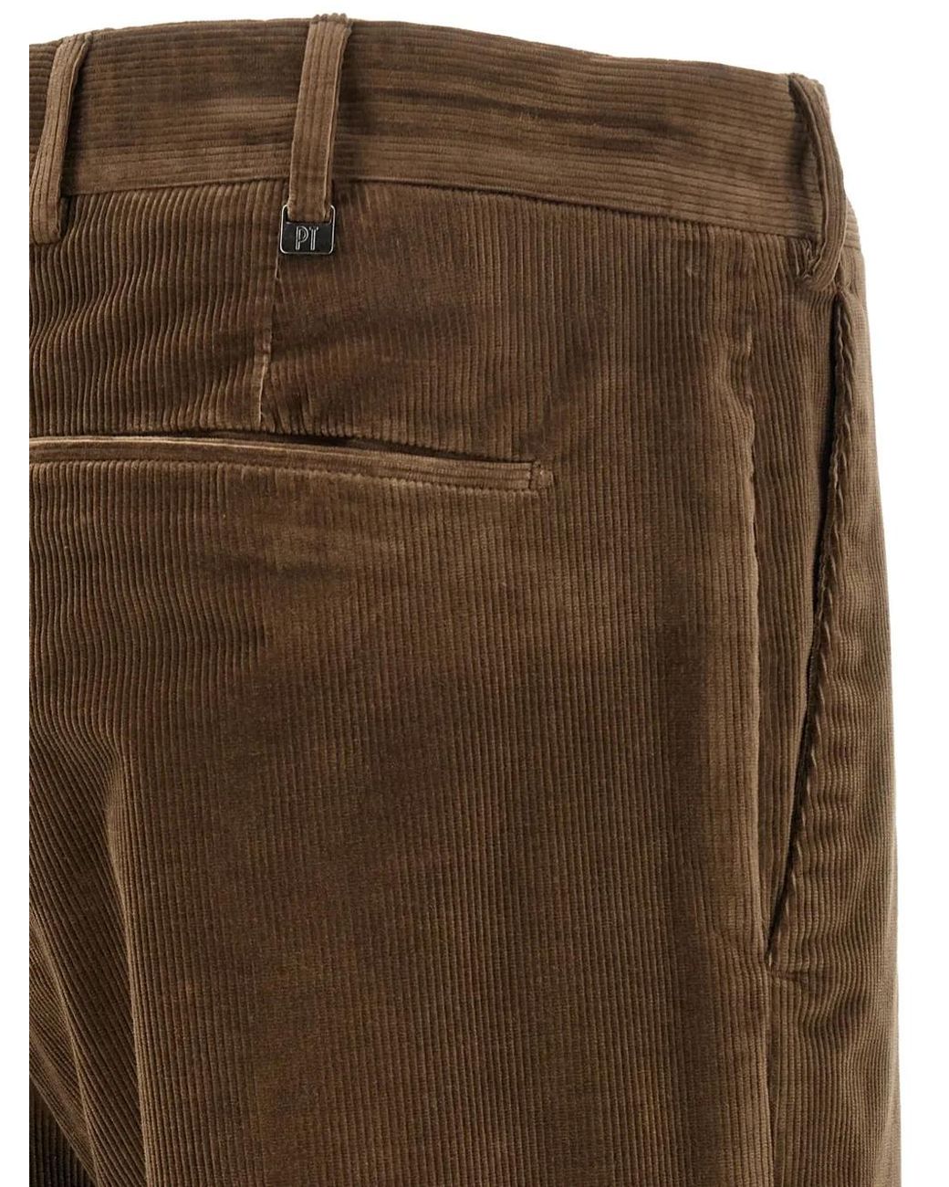 PT Torino Brown The Rebel Corduroy Trousers for men