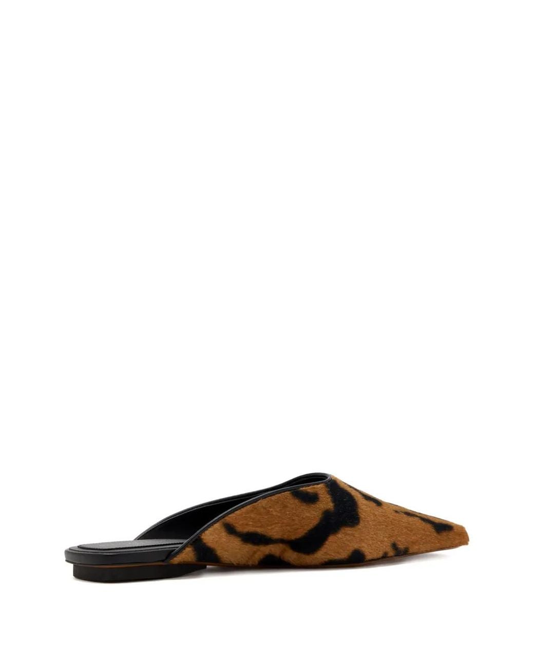 Stella McCartney Brown Square-Toe Ocelot Backless Mules