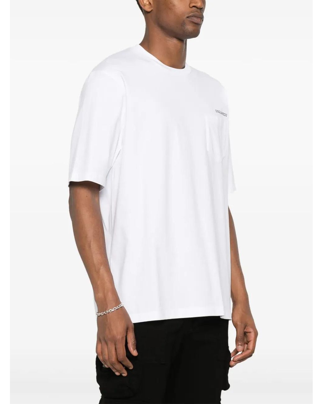 DSquared² White Logo-Print Cotton T-Shirt for men