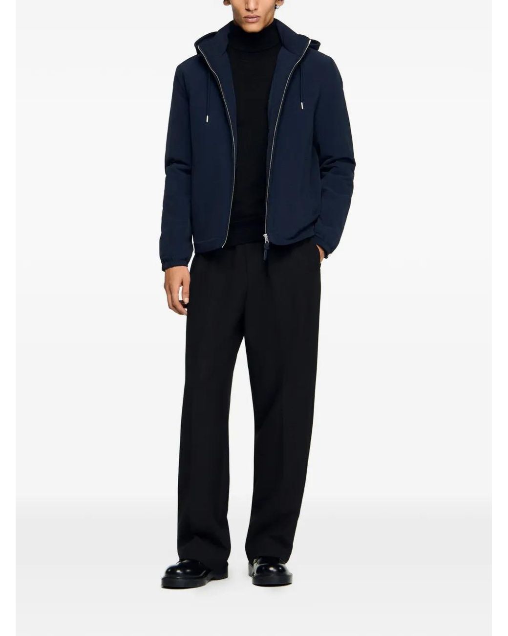 Sandro Blue Hooded Zip-Up Jacket for men