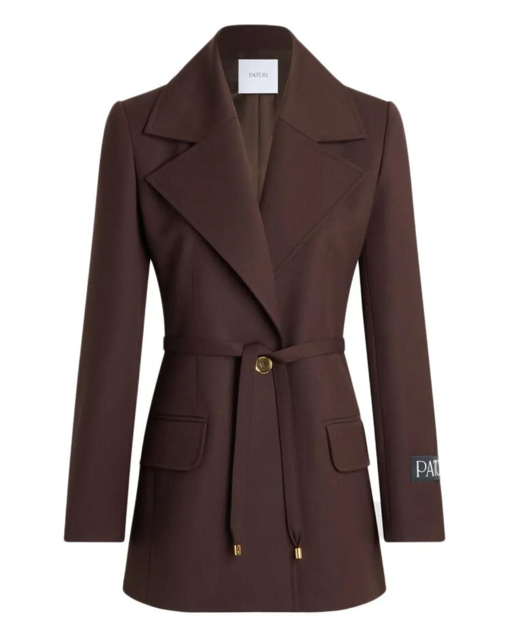 Patou Brown Single-Breasted Belted Jacket