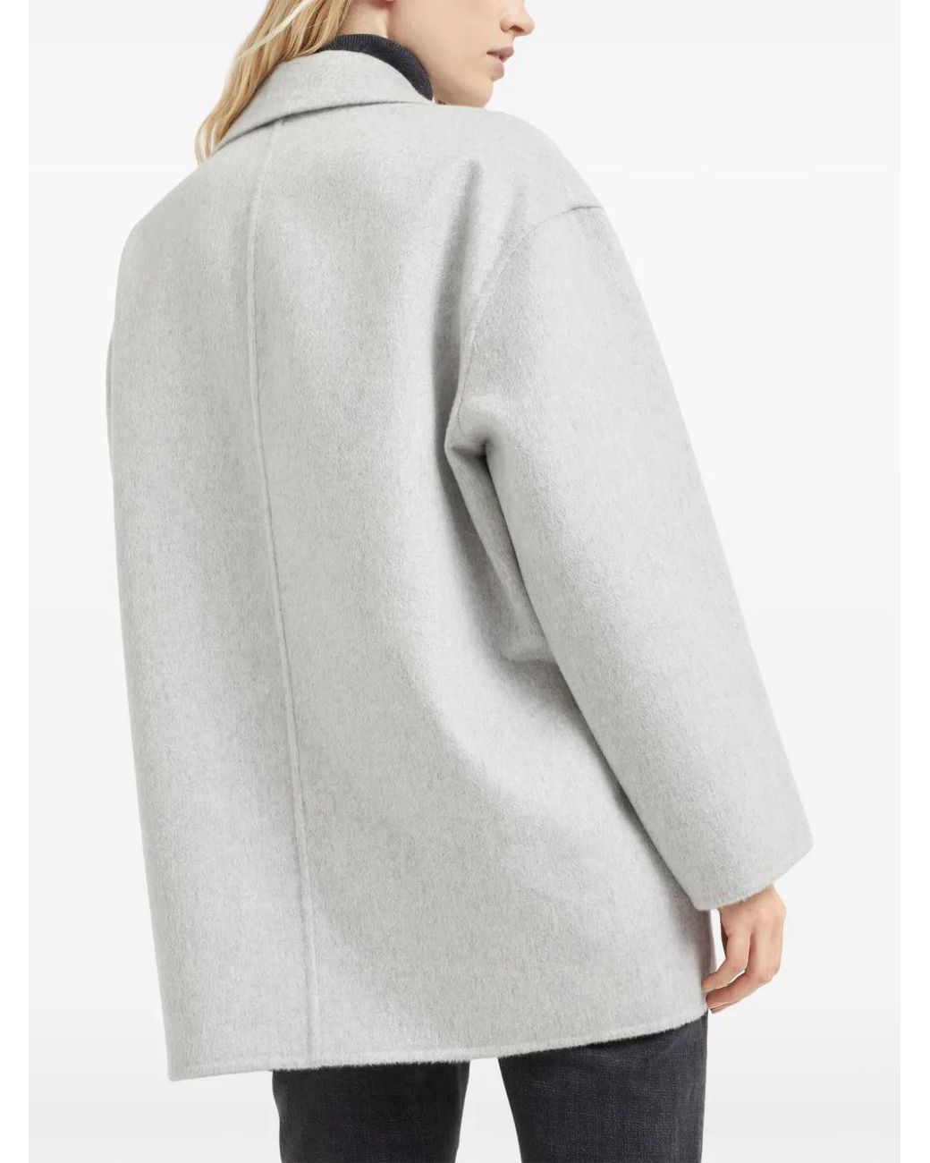 Brunello Cucinelli Gray Cashmere Double-Breasted Coat