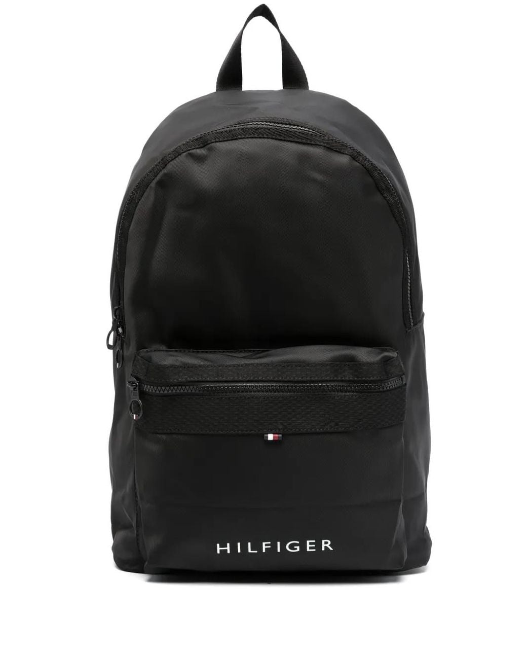 Tommy Hilfiger Black Logo-Print Zipped Backpack for men
