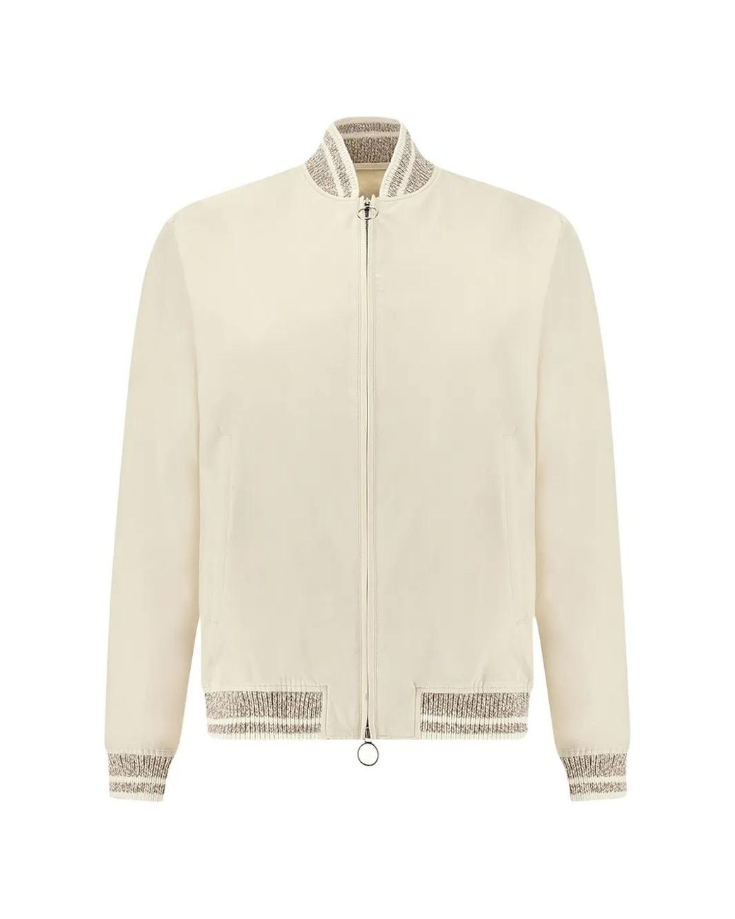 Paul & Shark White Typhoon Platinum Striped-Trim Bomber Jacket