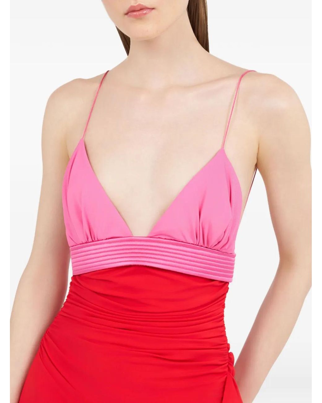 Roberto Cavalli Red Ruched Detail Dress
