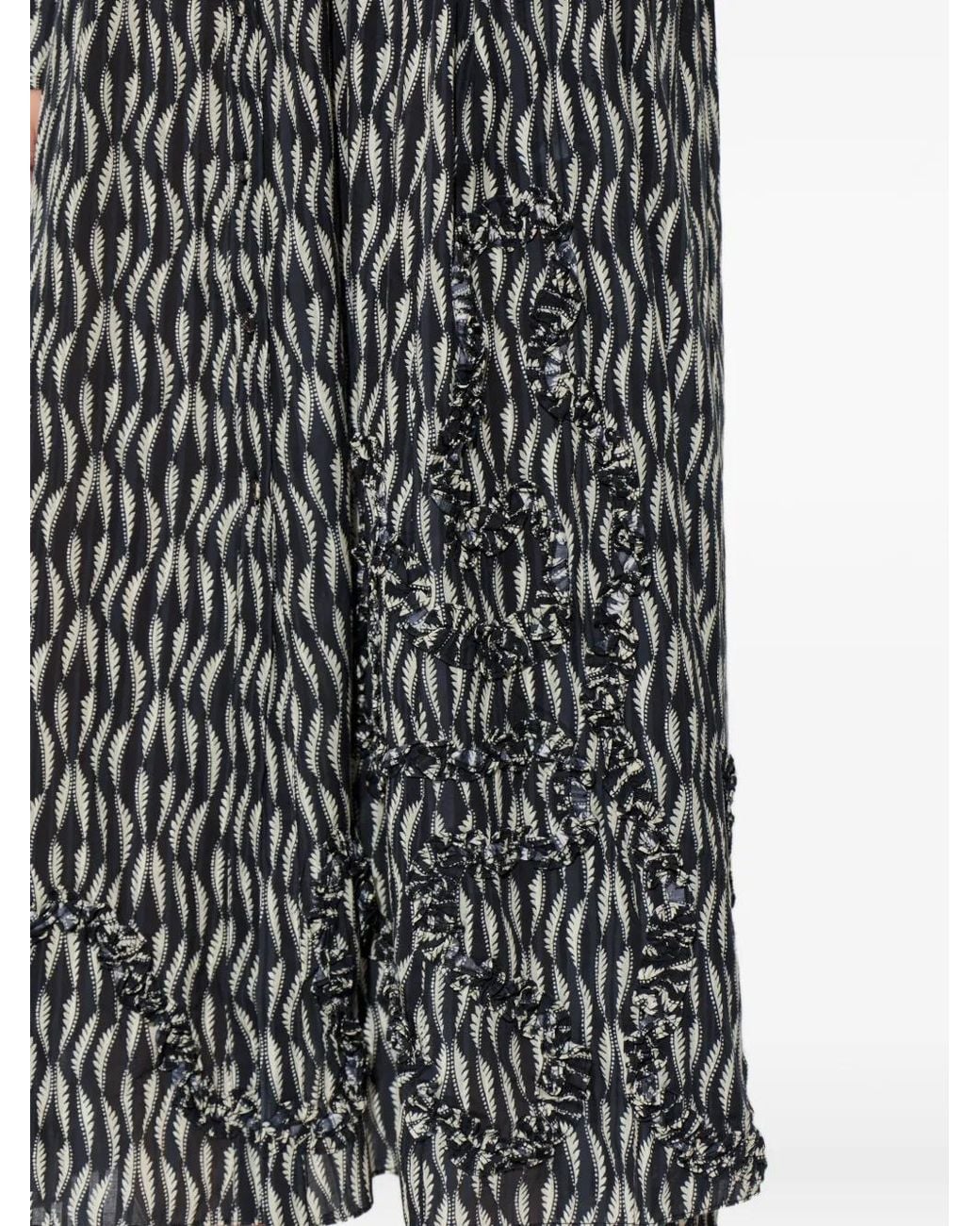 Ulla Johnson Gray Laurentine Ruffled Print Midi Dress