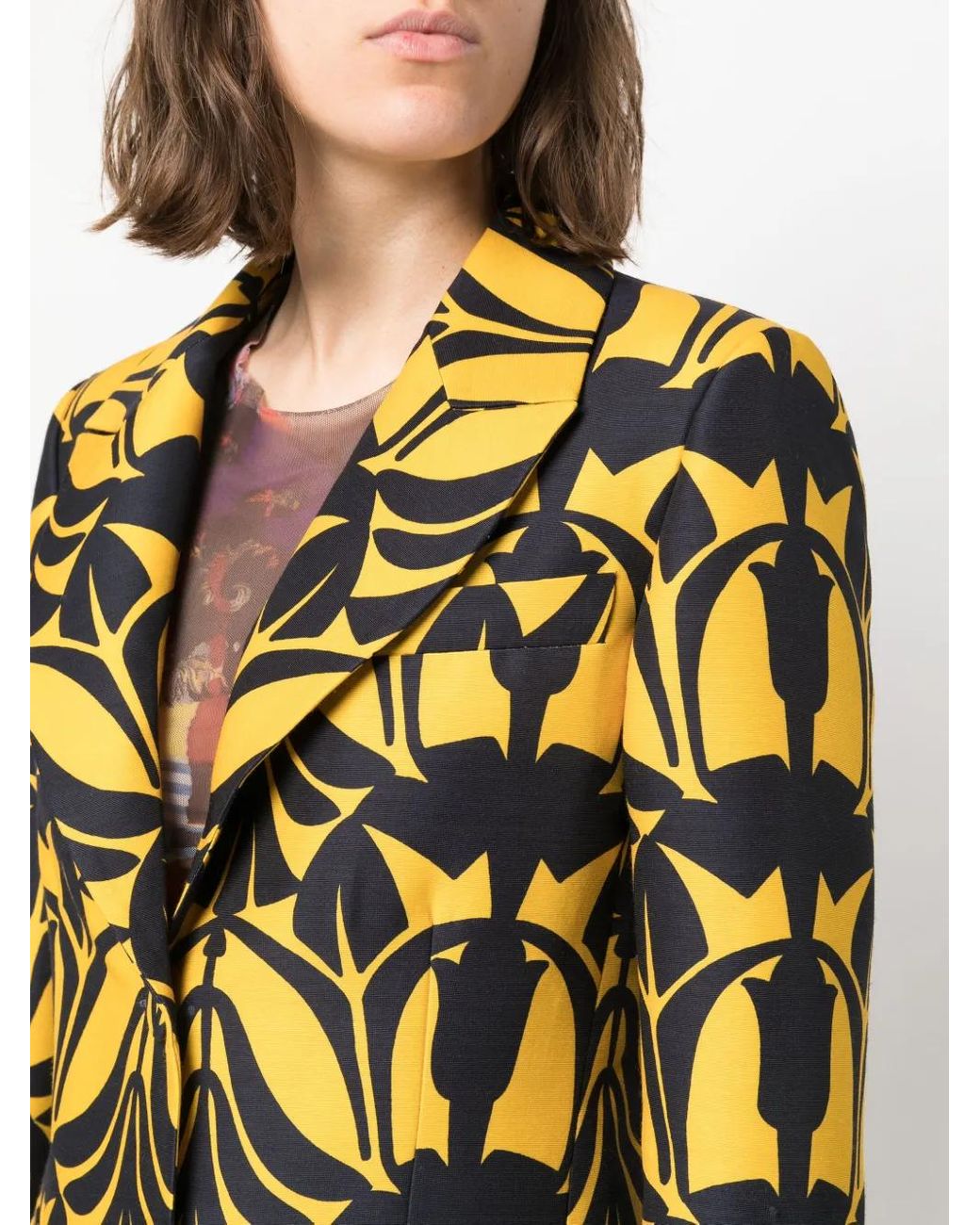 LaDoubleJ Yellow 24/7 Papyrus-Print Cady Blazer