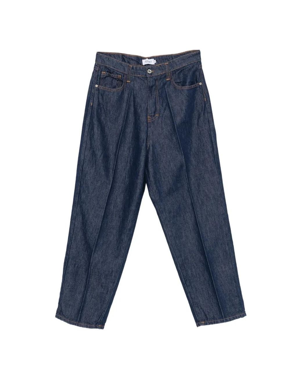 Please Blue Pressed-Crease Cropped Jeans